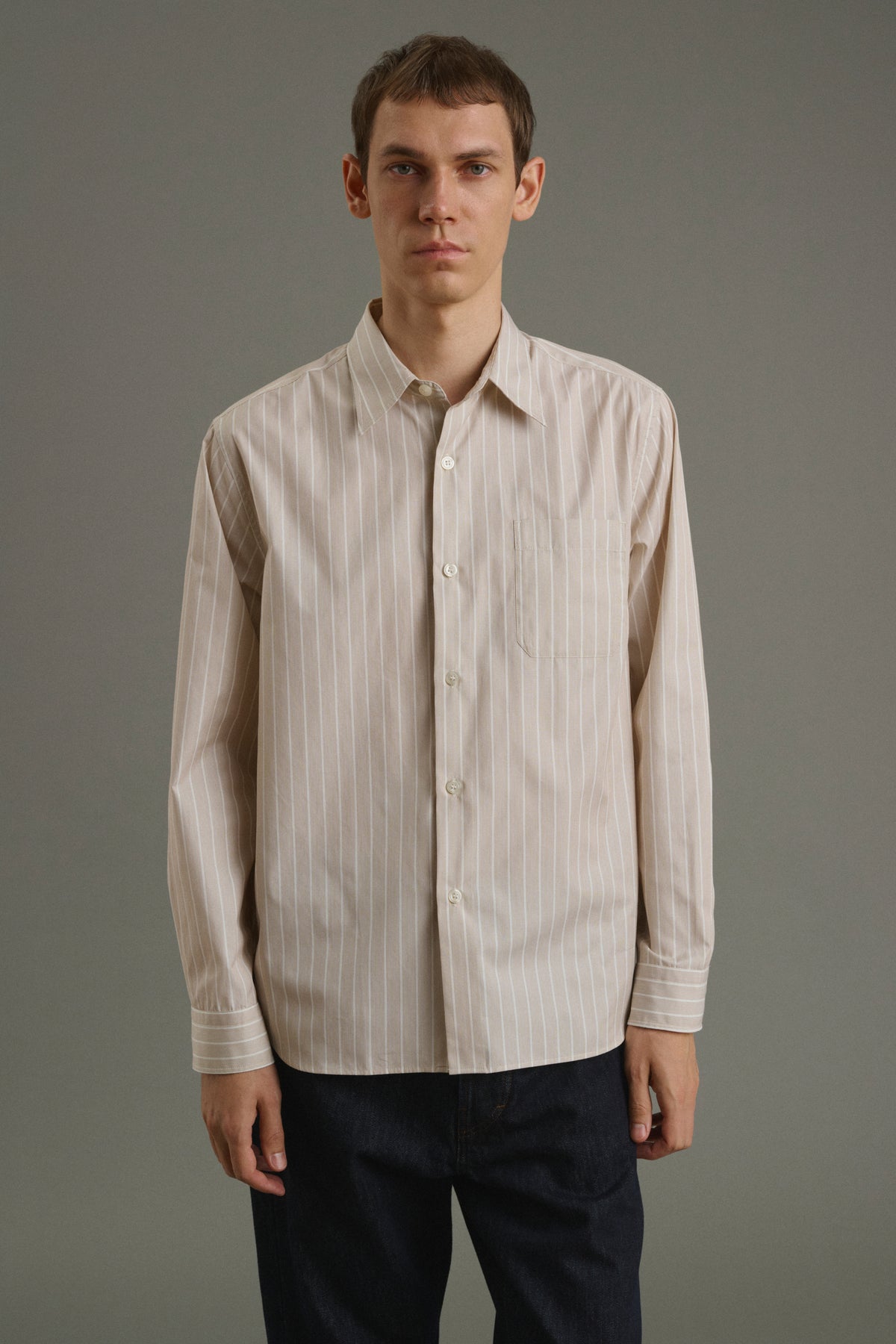 Shirt Glenn - Hazelnut/Ecru - Cotton - Men
