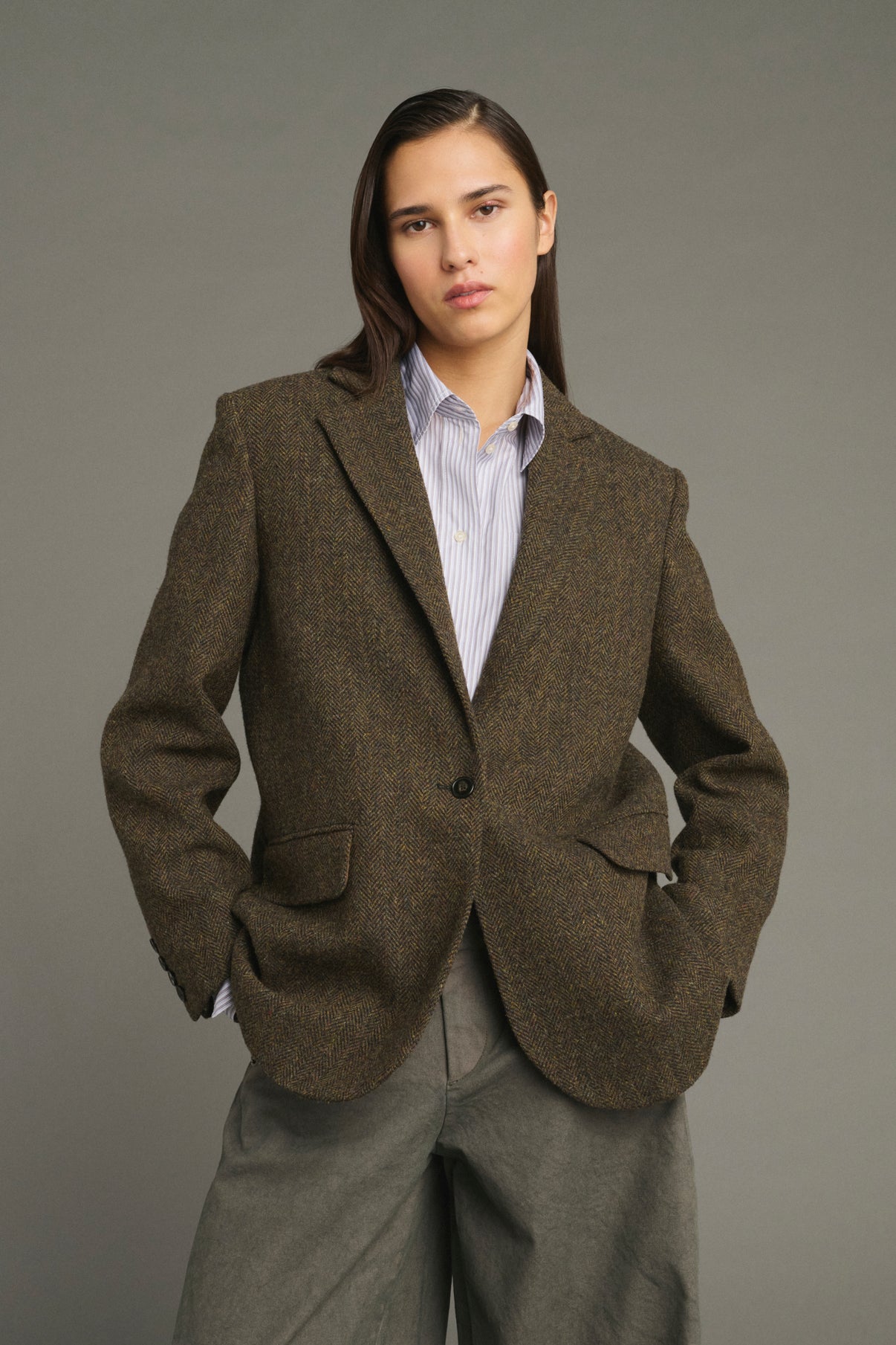 Sevres Jacket - Brown/Navy - Wool - Women vue 3