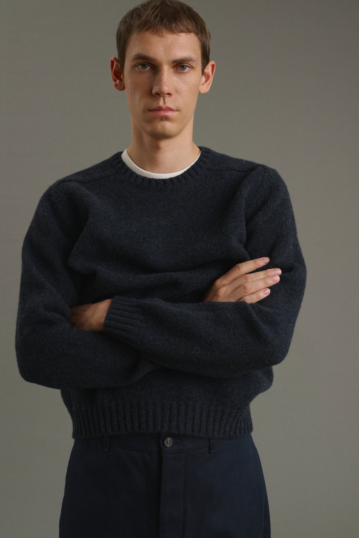Isamu pullover - Heathered Navy - Wool - Men