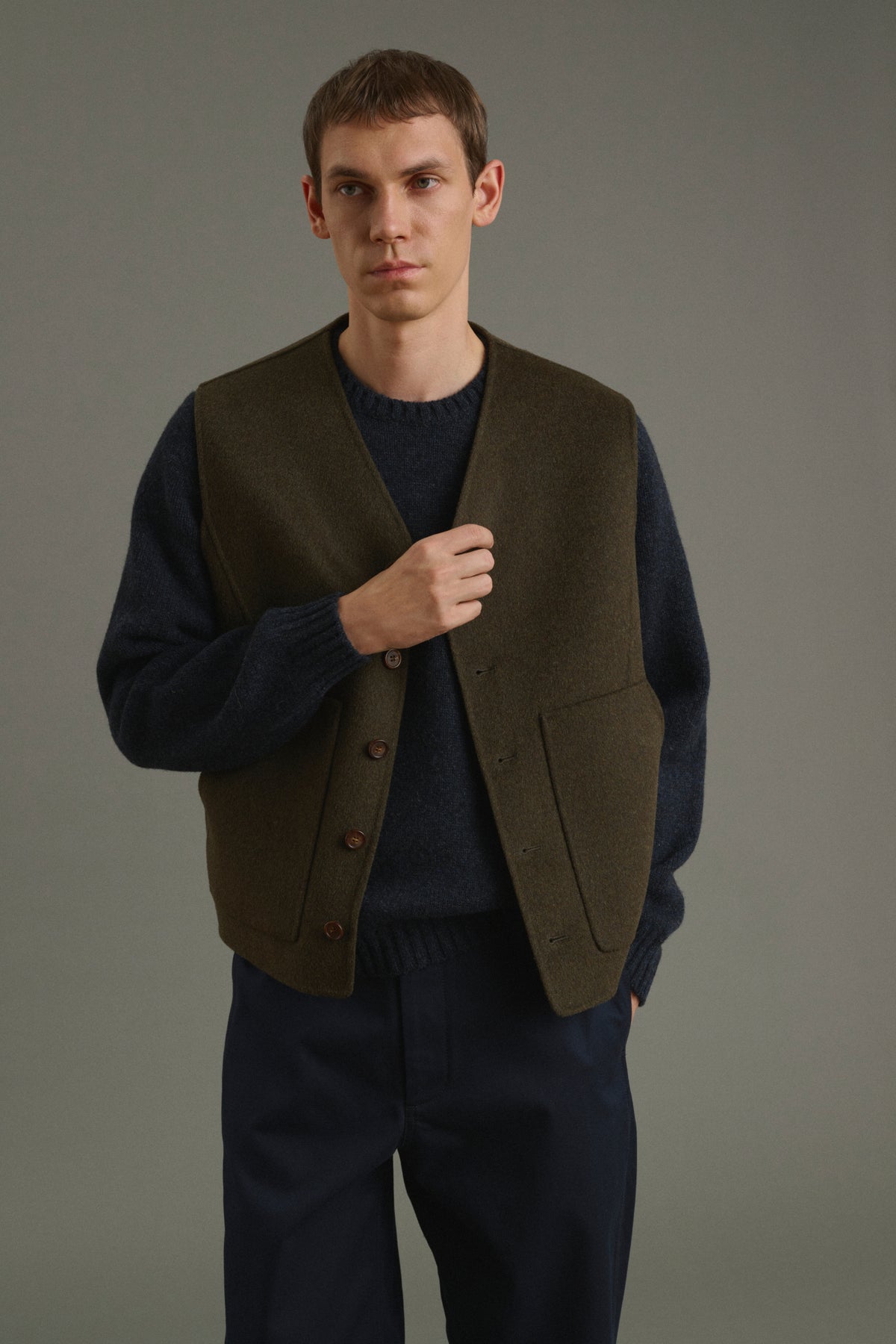 Jacket Romain - Heathered Khaki - Double-Faced - Men vue 2