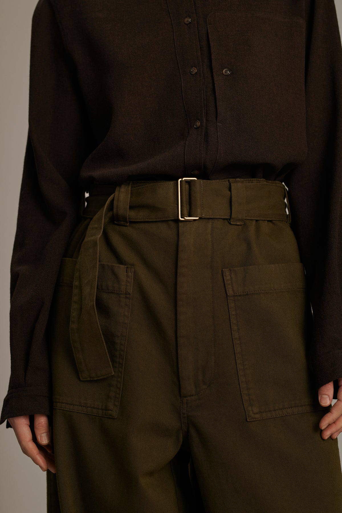 Vagabond trousers - Dark Khaki - Cotton - Women vue 4