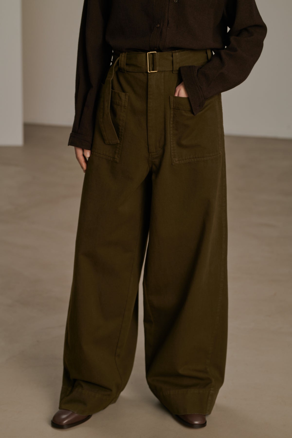 Vagabond trousers - Dark Khaki - Cotton - Women vue 1
