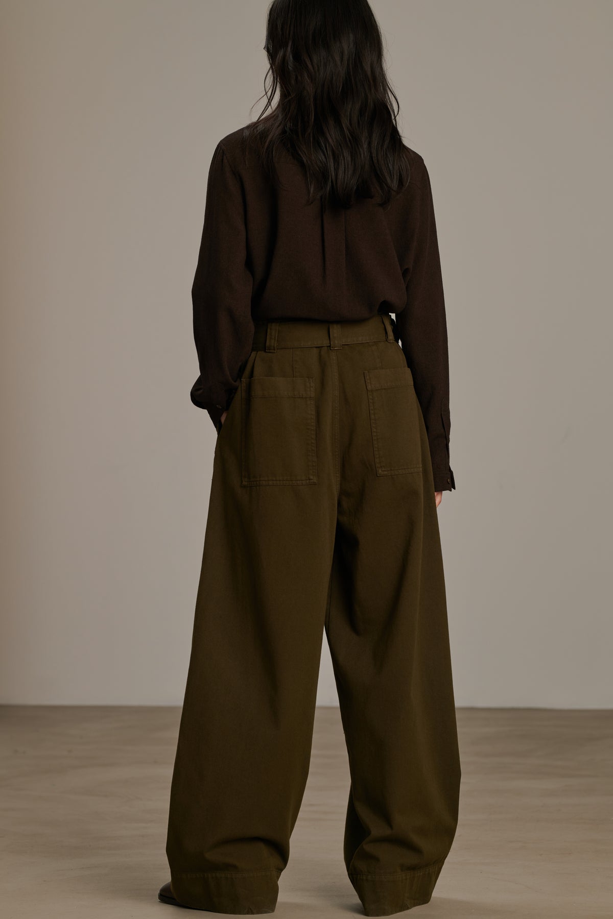 Vagabond trousers - Dark Khaki - Cotton - Women vue 3