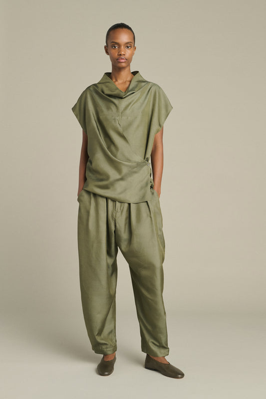 Kora blouse - Sage Green - Silk - Women