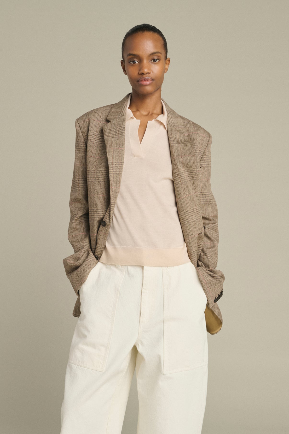 Jacket Hermosa - Brown/Beige - Wool - Women vue 3