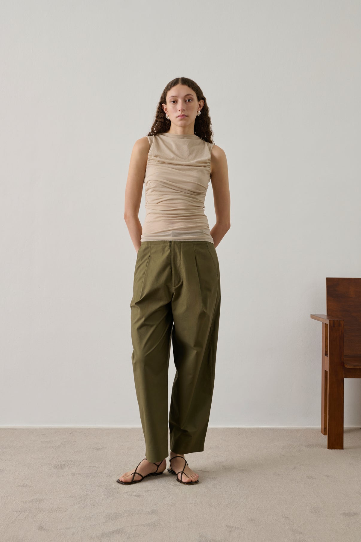 Daley trousers - Khaki - Cotton - Women vue 1