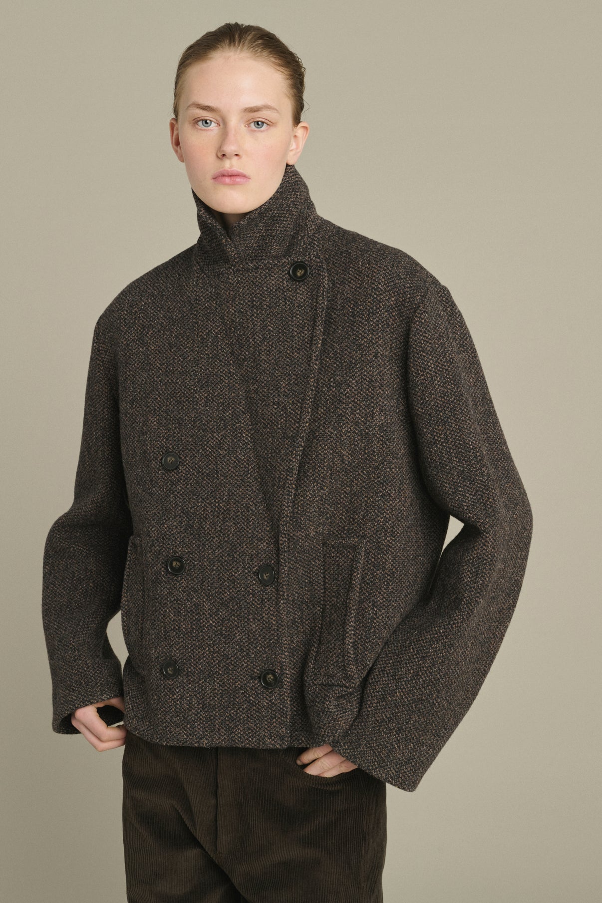 Joseph coat - Brown/Black - Wool - Women vue 3