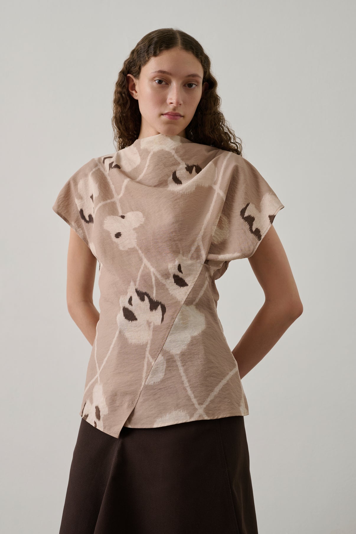 Fedora Blouse - Beige - Silk - Women vue 3