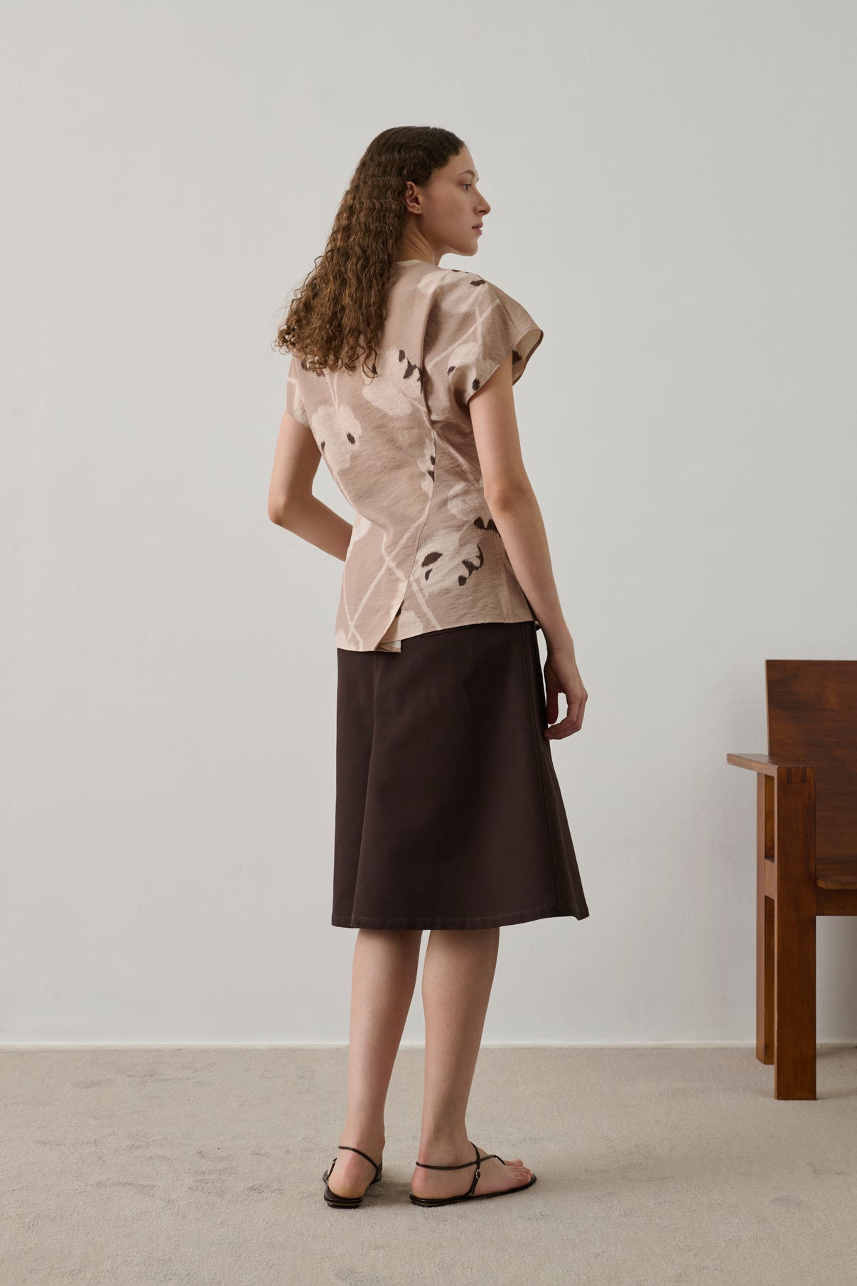 Fedora Blouse - Beige - Silk - Women vue 2