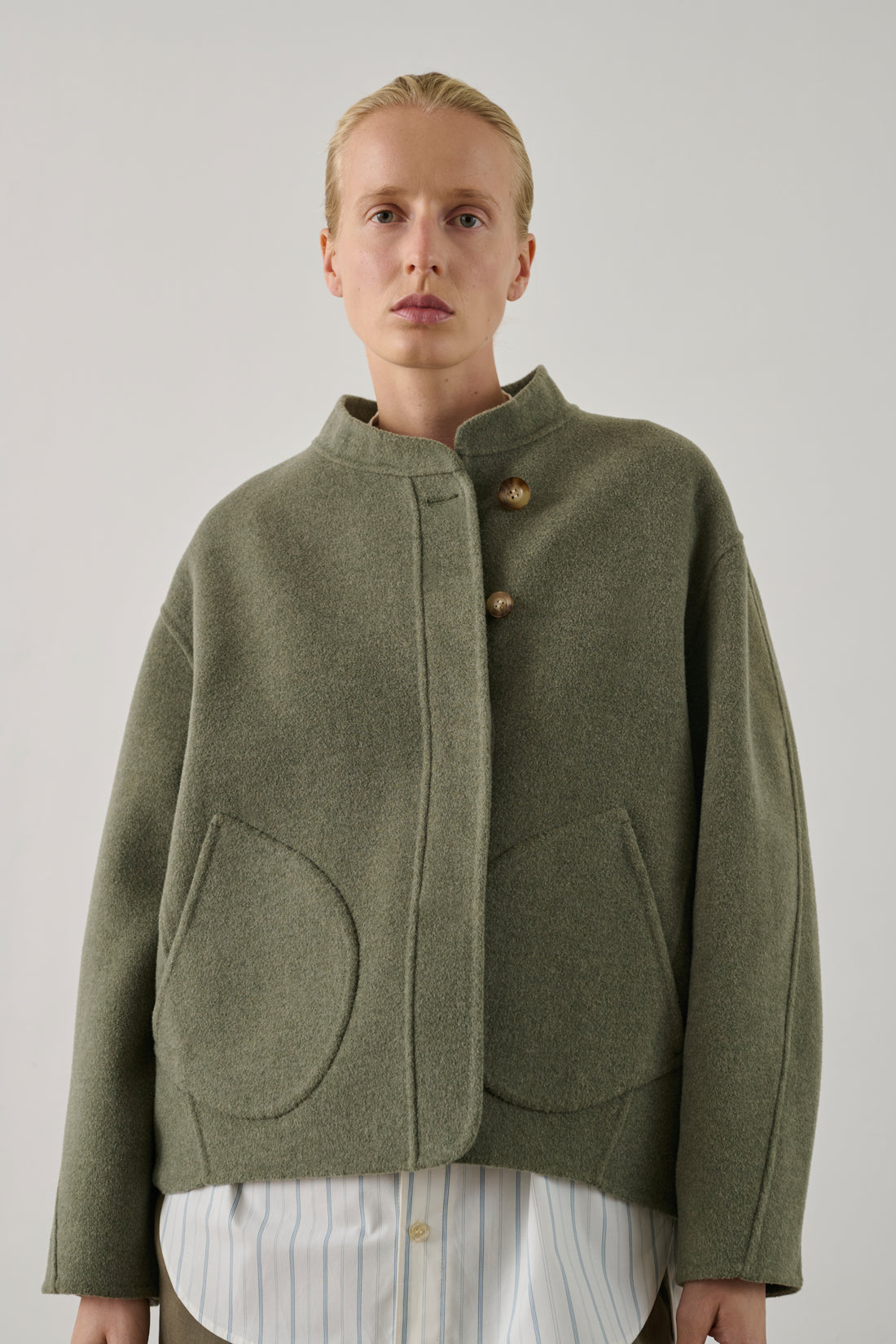 Manteau Windsor - Gris/Vert - Double face - Femme