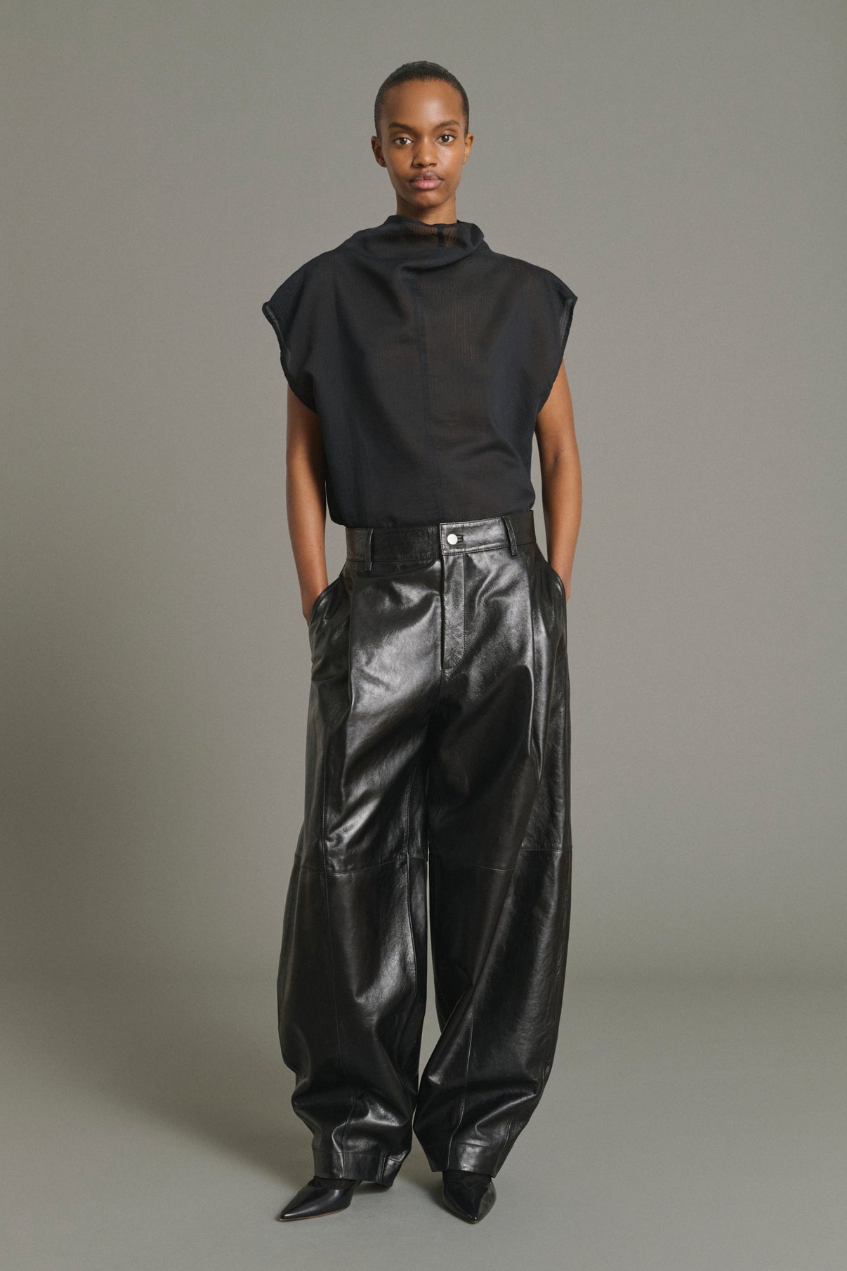 Julien Trousers - Black - Leather - Women vue 1
