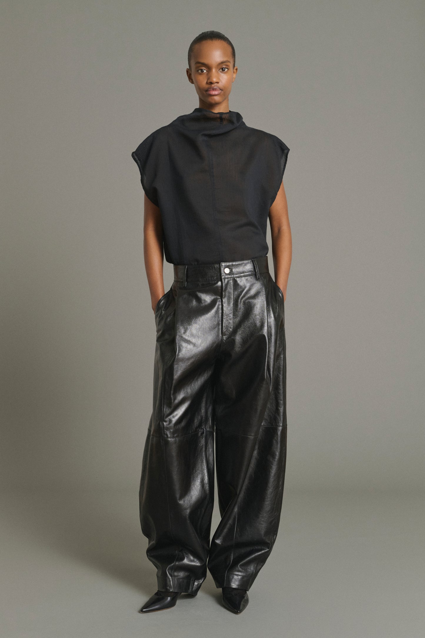 Julien Trousers - Black - Leather - Women