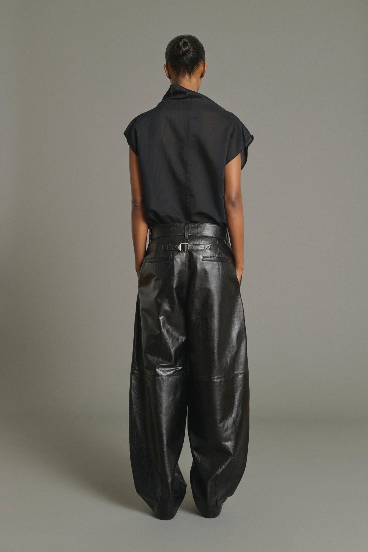 Julien trousers - Black - Leather - Women vue 2