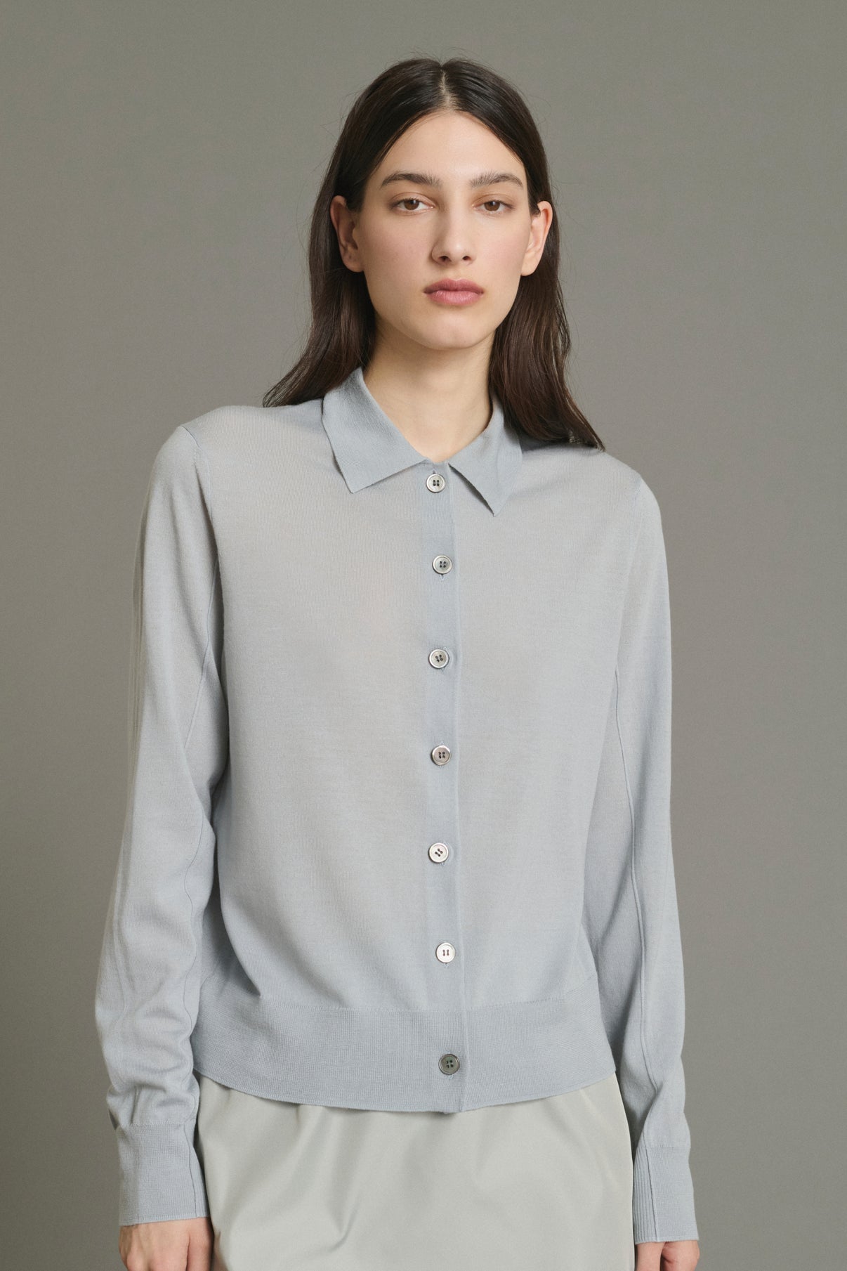 Hailey Cardigan - Pale Blue - Merino Wool - Women vue 3