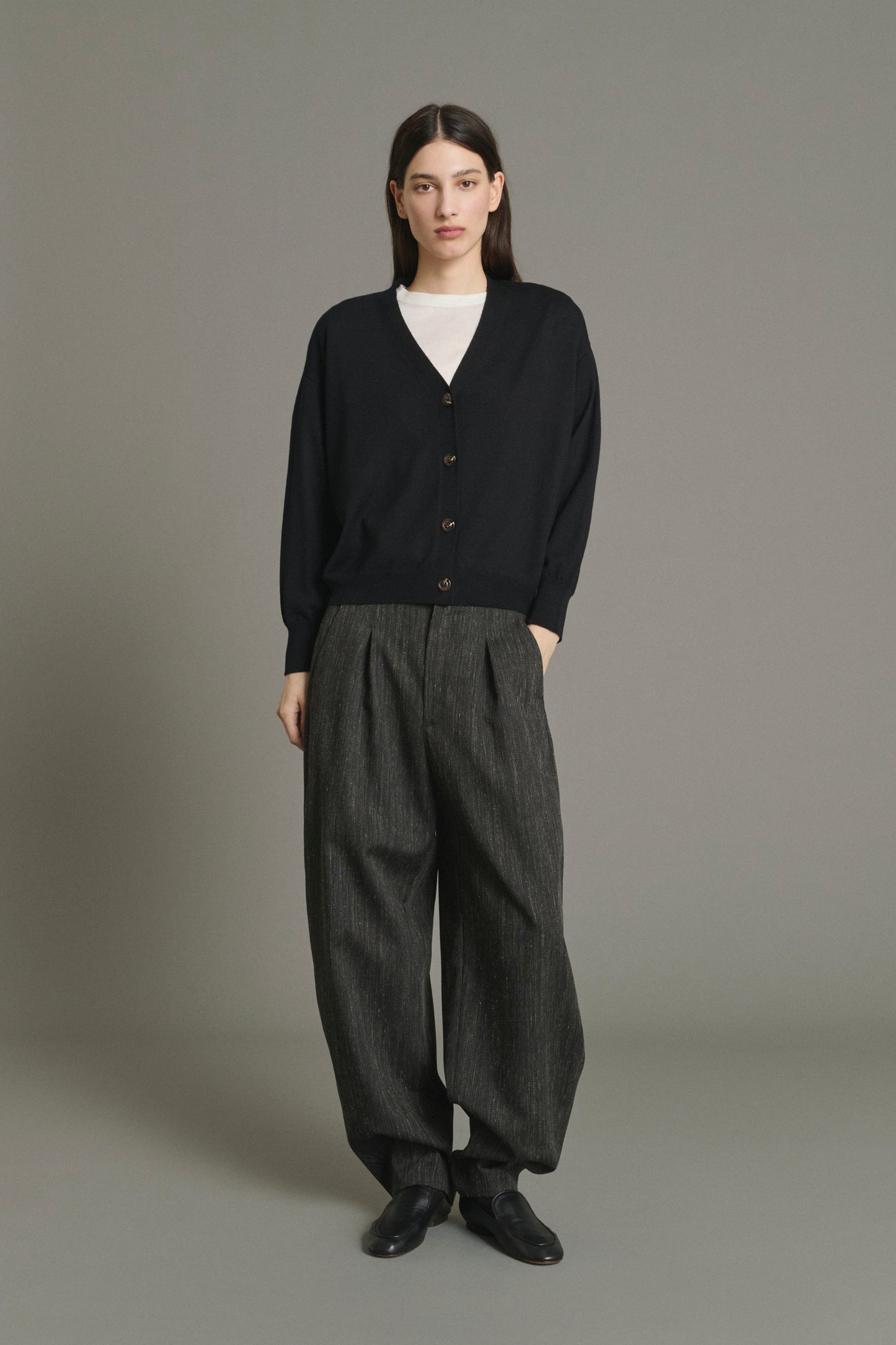 Cardigan Idem - Black - Merino Wool - Women