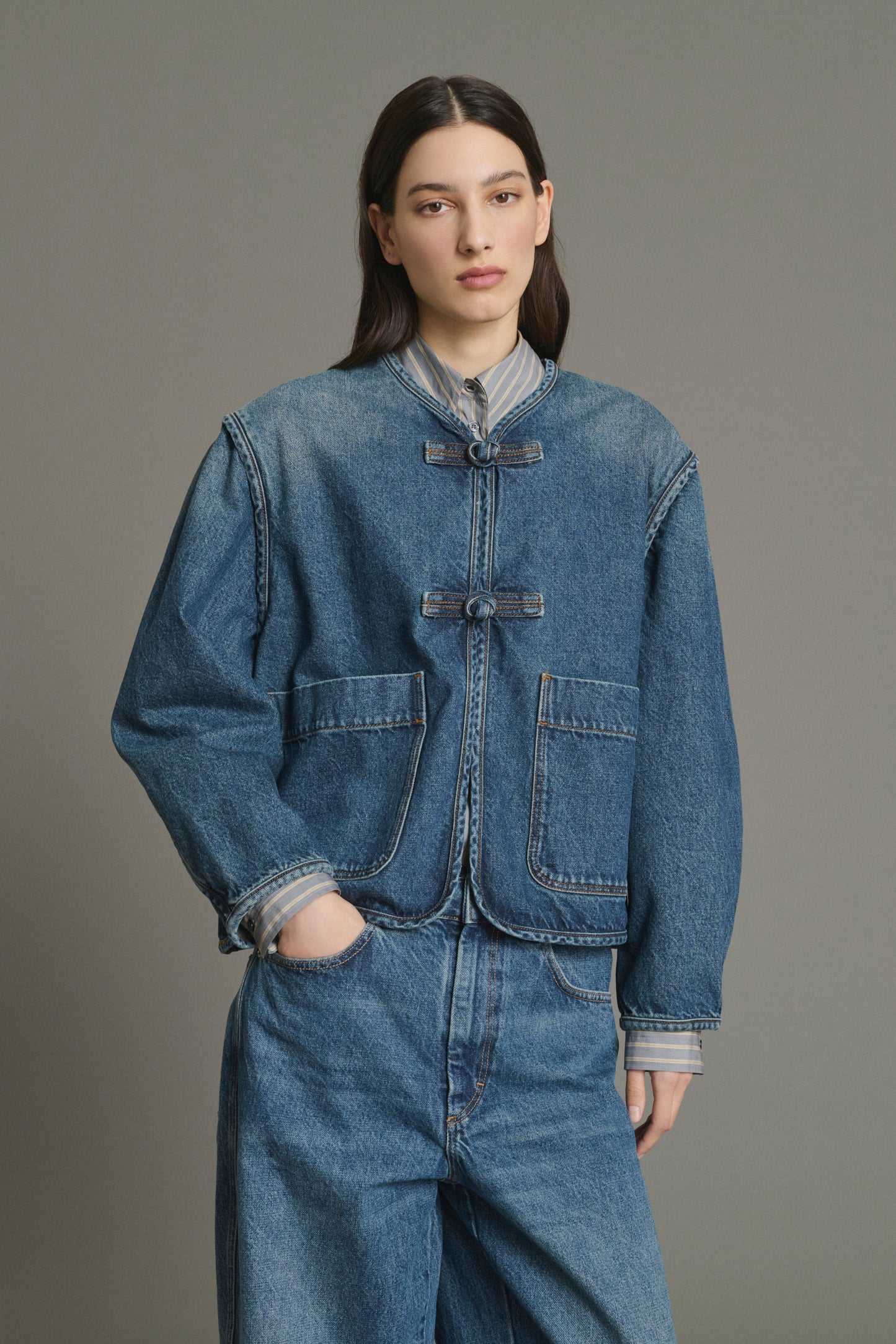 Jacket Agatha - Blue Denim Cotton Women - Soeur