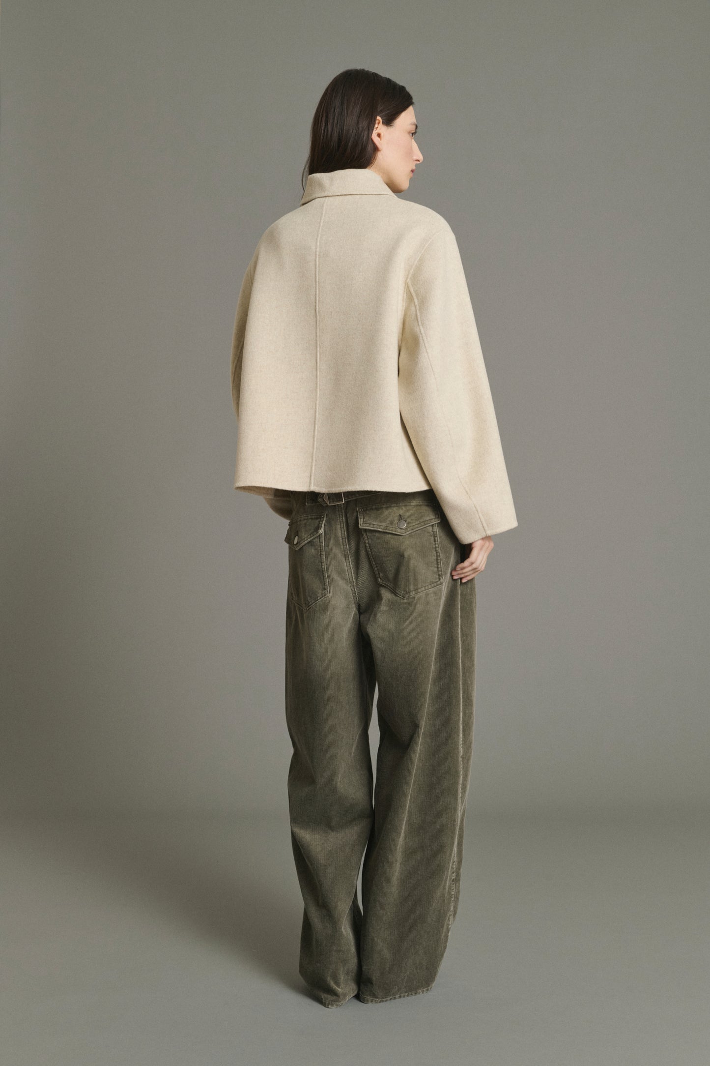 Coat Gyoda - Ecru/Grey - Wool - Women